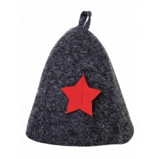Шапка банная со звездой войлок серый